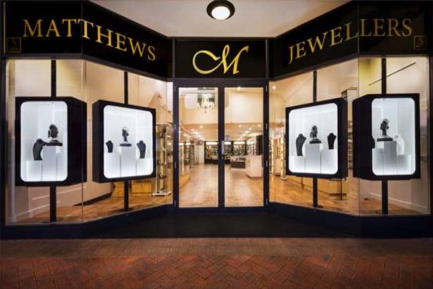 Matthews Jewellers shop front signage